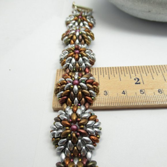 Hand woven Metallic Medallion bracelet - Picture 8 of 9